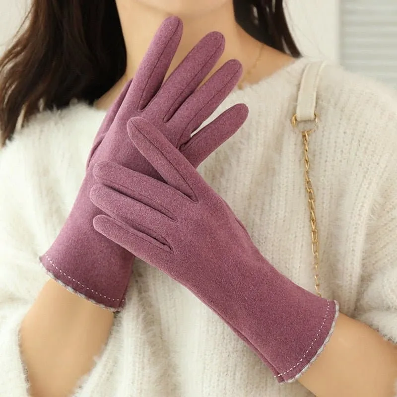 Thick Velvet Touch Screen Driving Gloves