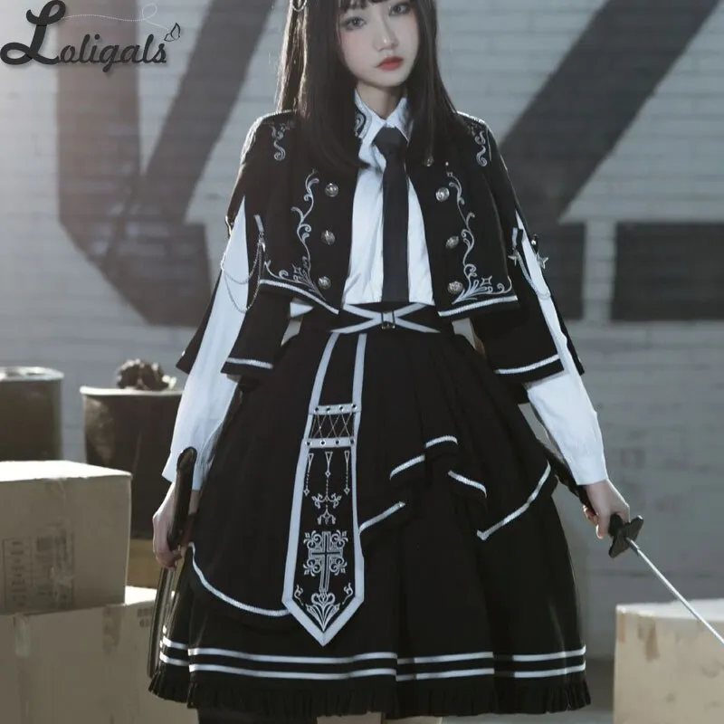 Thorns War ~ Military Style Lolita Skirt & Cape Uniform Set by YLF