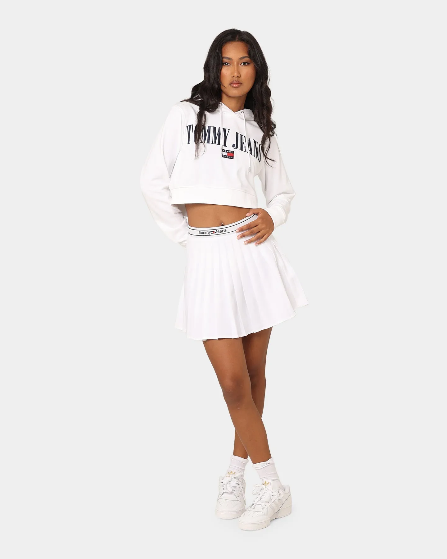 Tommy Jeans Women's TJW Logo Waistband Pleat Mini Skirt White