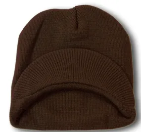 TopHeadwear Cuffless Jeep Visor Winter Beanie - Brown