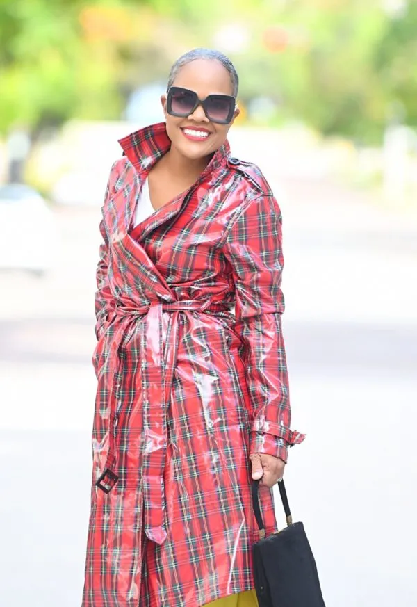 Trenched in Plaid | Vinyl Belted Trench Coat