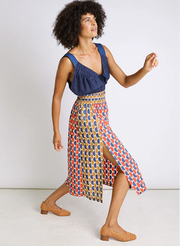 Uma Skirt, halves block print