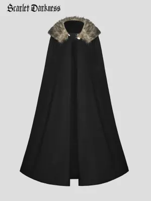 Unsex Medieval Cape Fur Collar Cloak Warrior Cloak