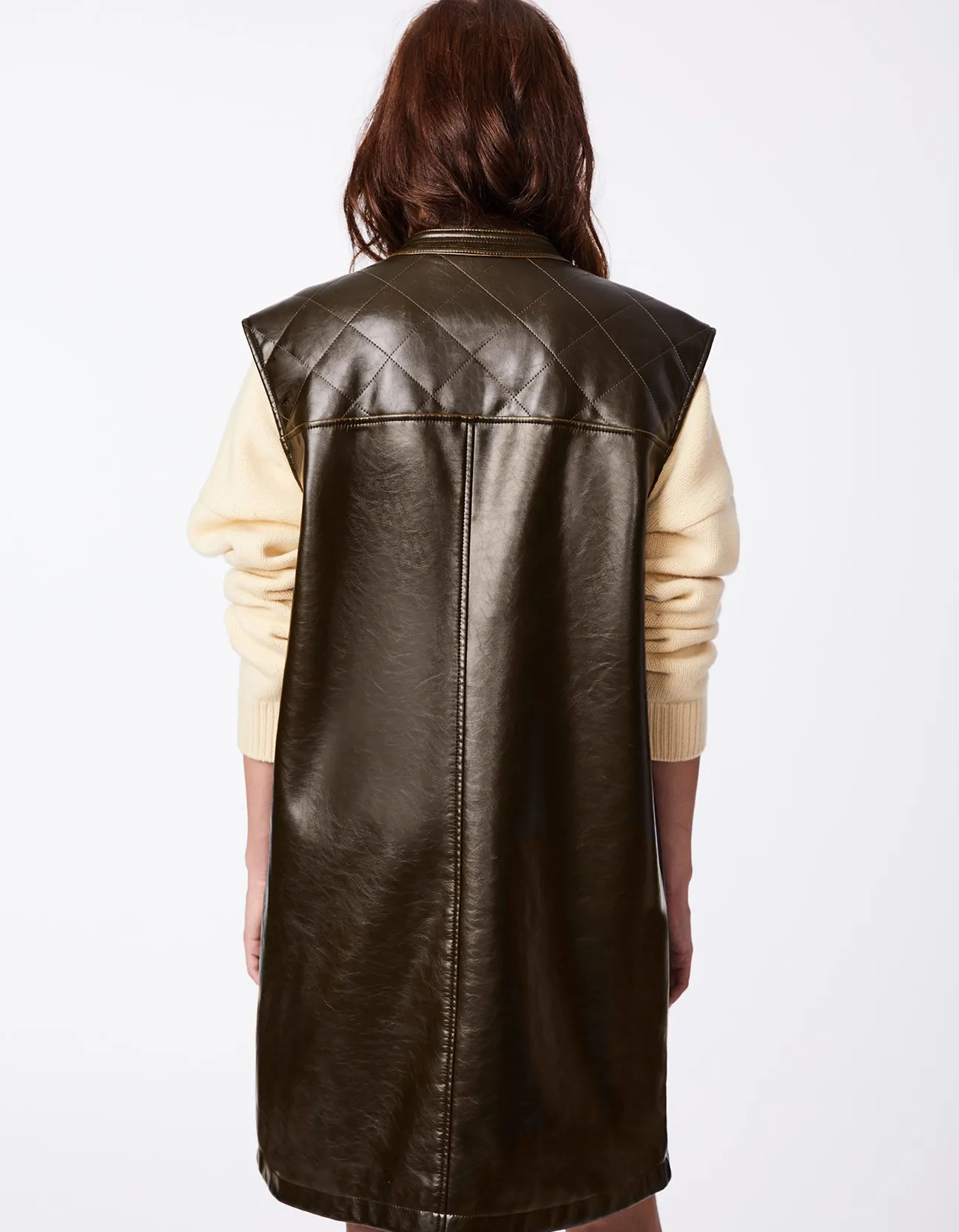 VEGAN LEATHER VEST COAT