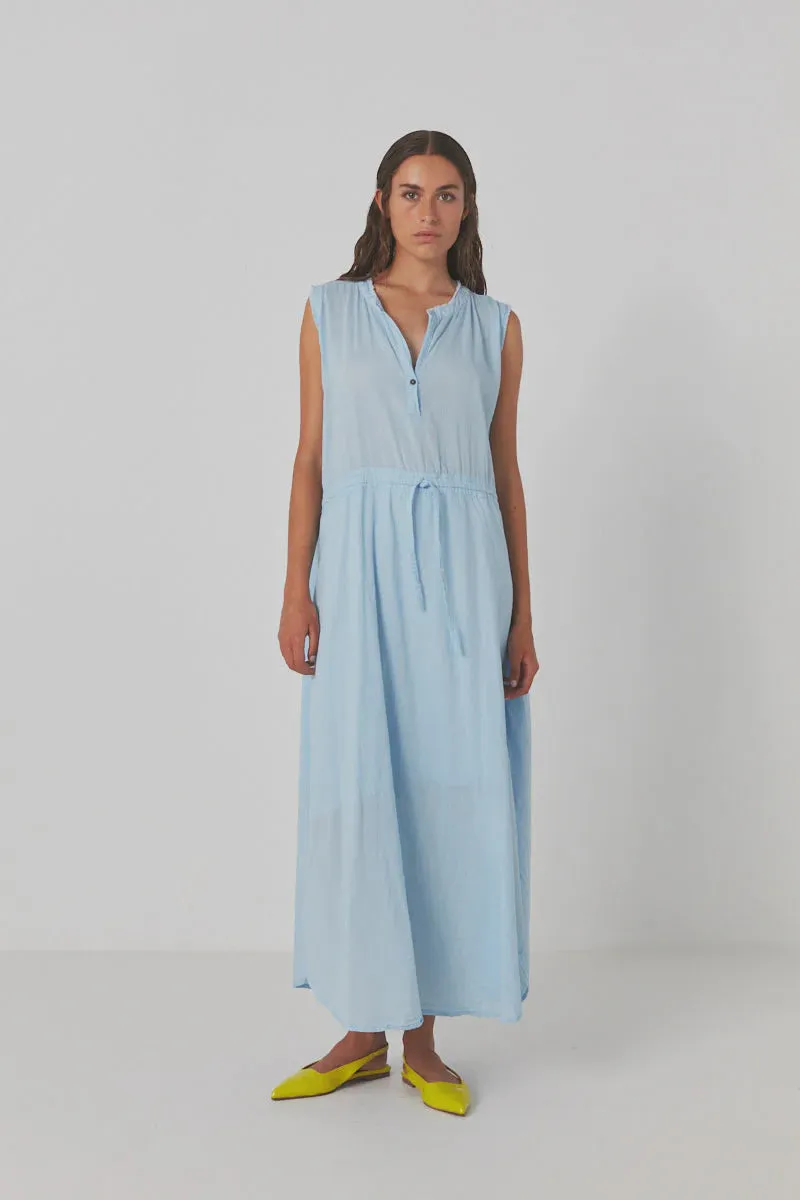 VILDE COTTON DRAWSTRING DRESS BLUE