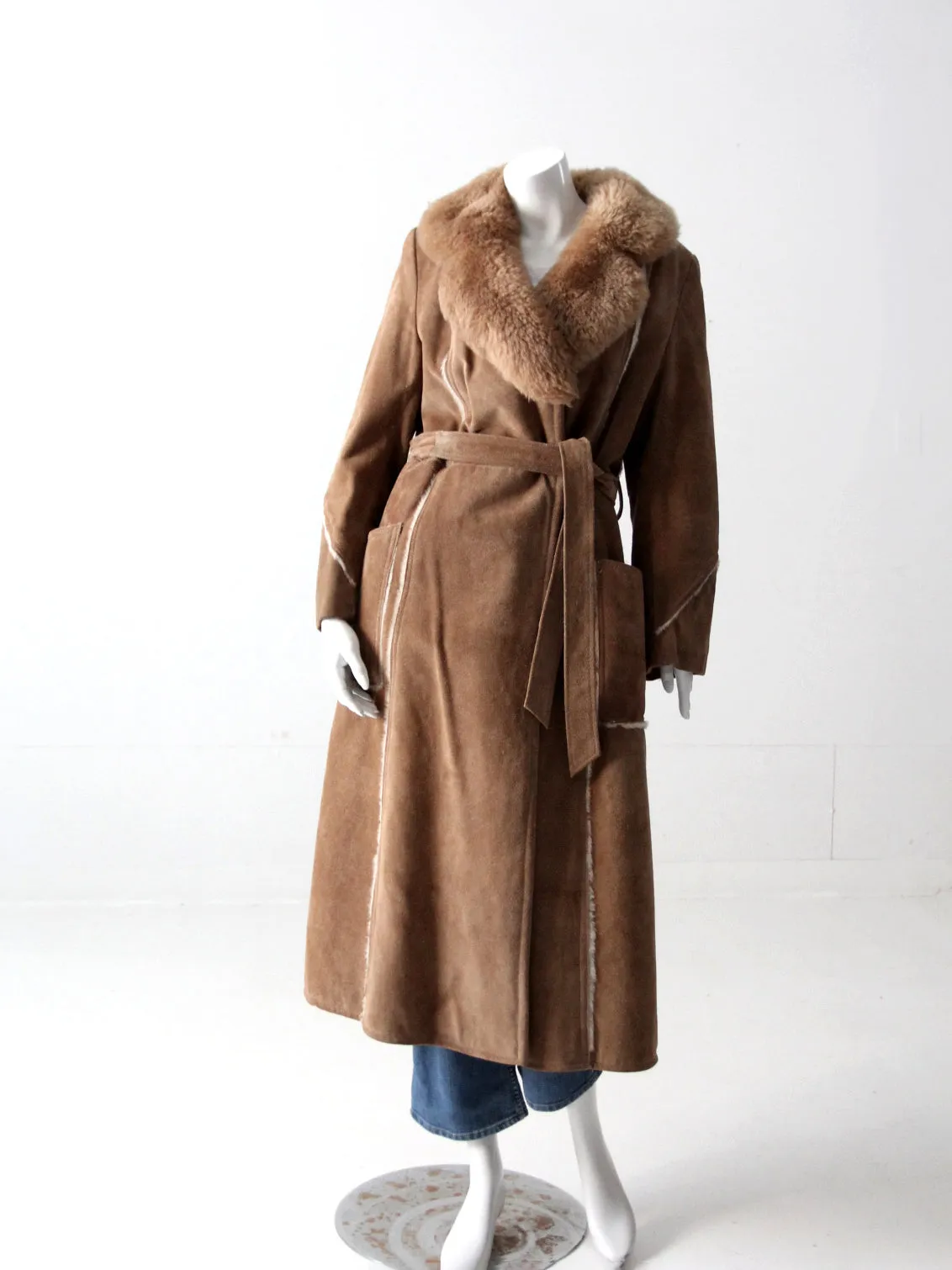 vintage 70s shearling full length coat