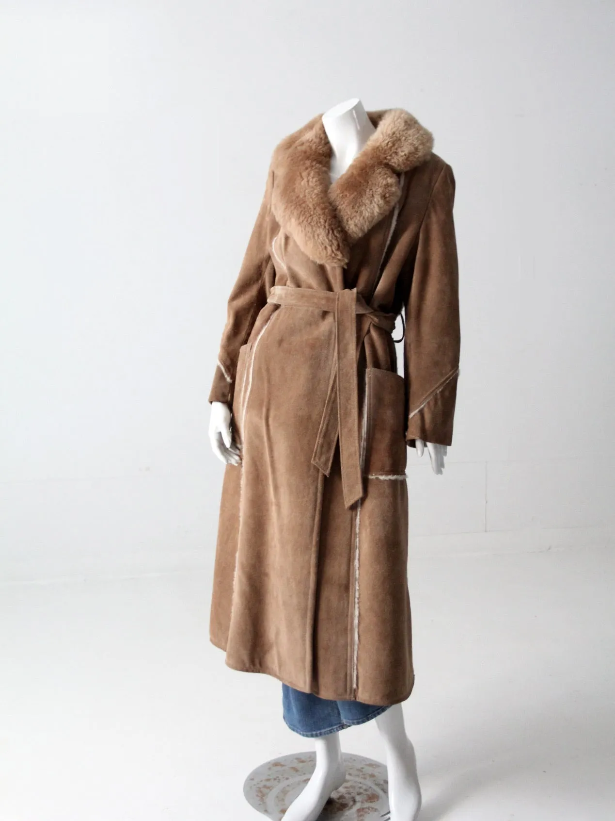 vintage 70s shearling full length coat