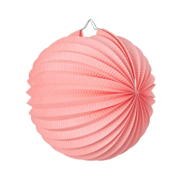 Vintage Pink Pleated Paper Lantern - 20cm