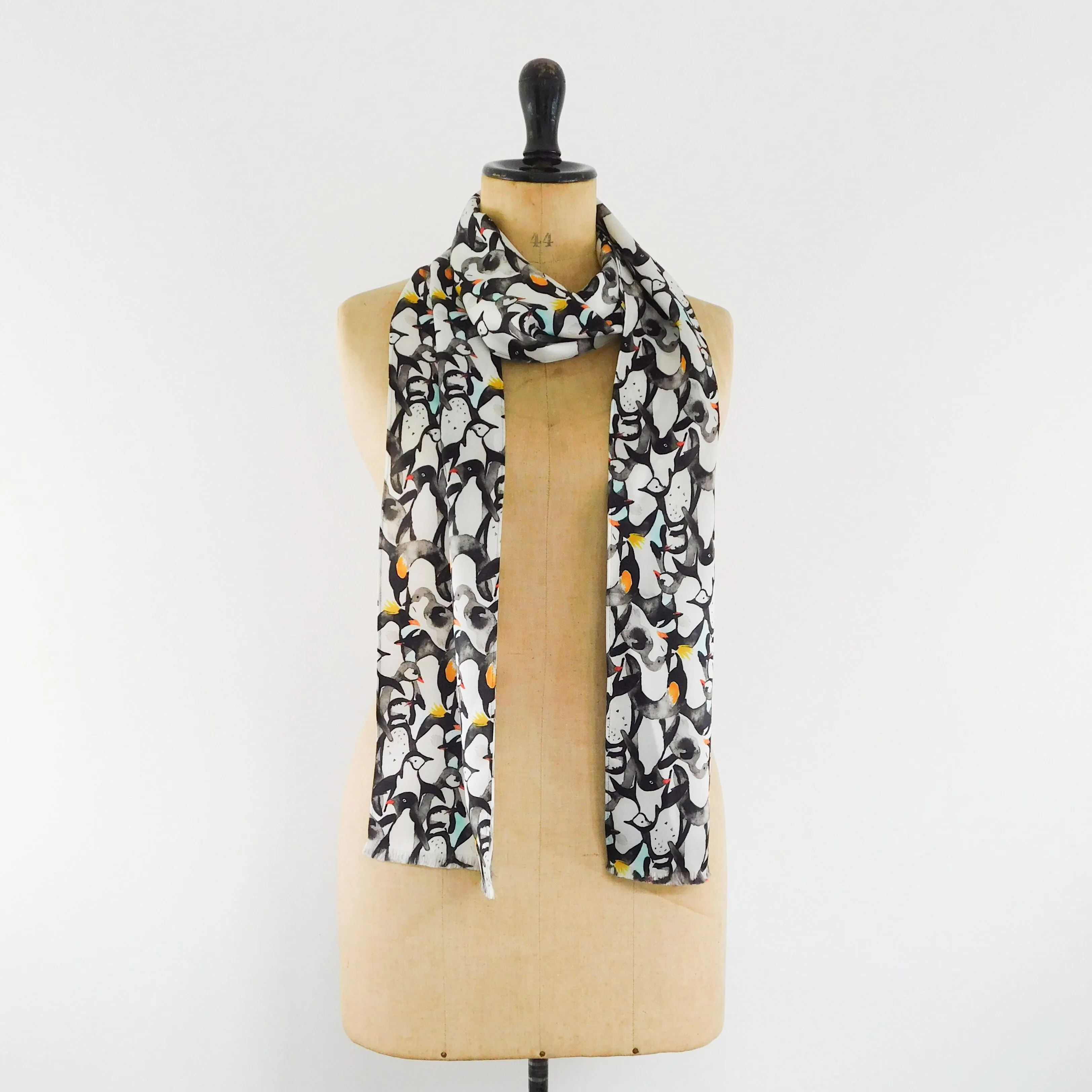 Waddle Print Silk Satin Amelia Aviator Scarf