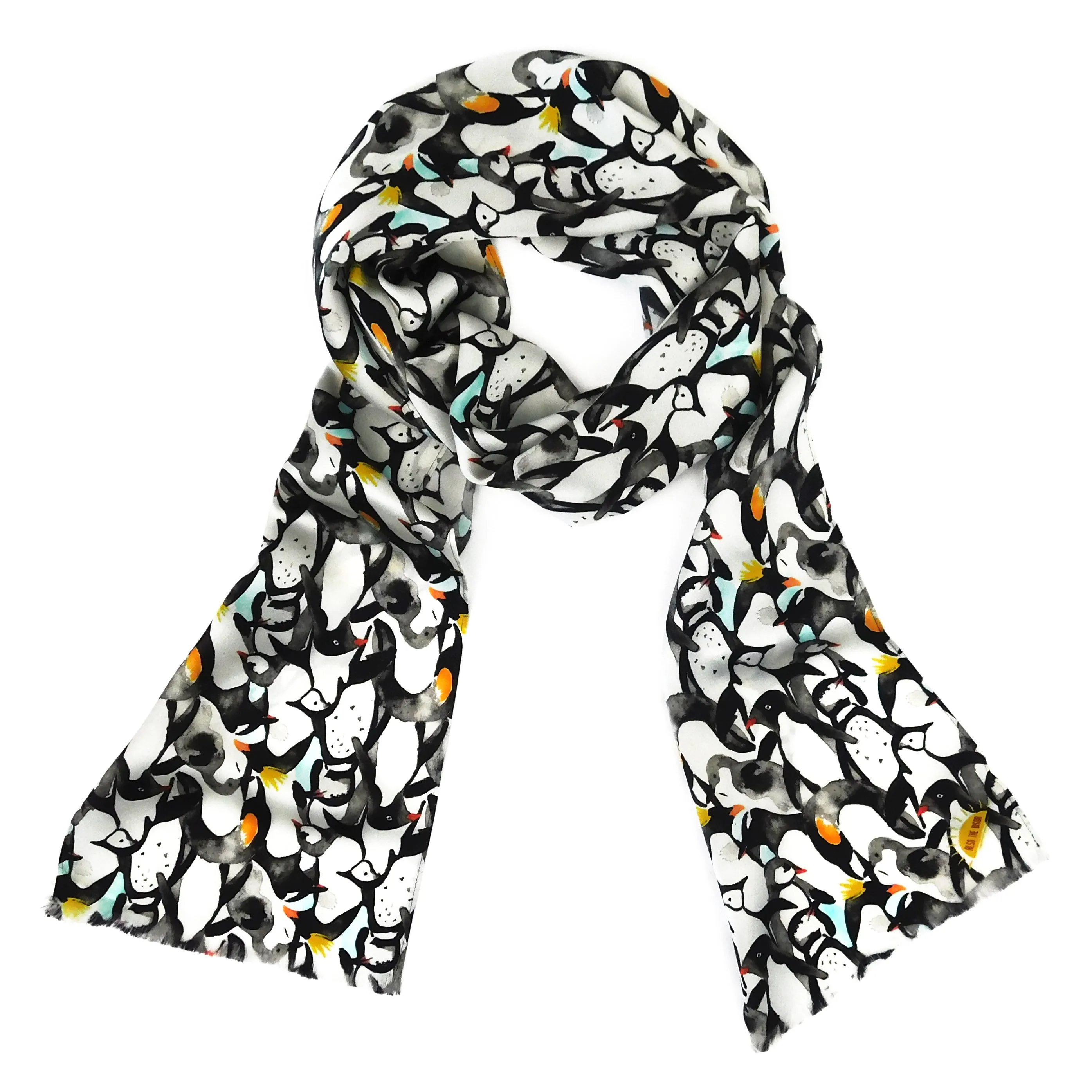 Waddle Print Silk Satin Amelia Aviator Scarf