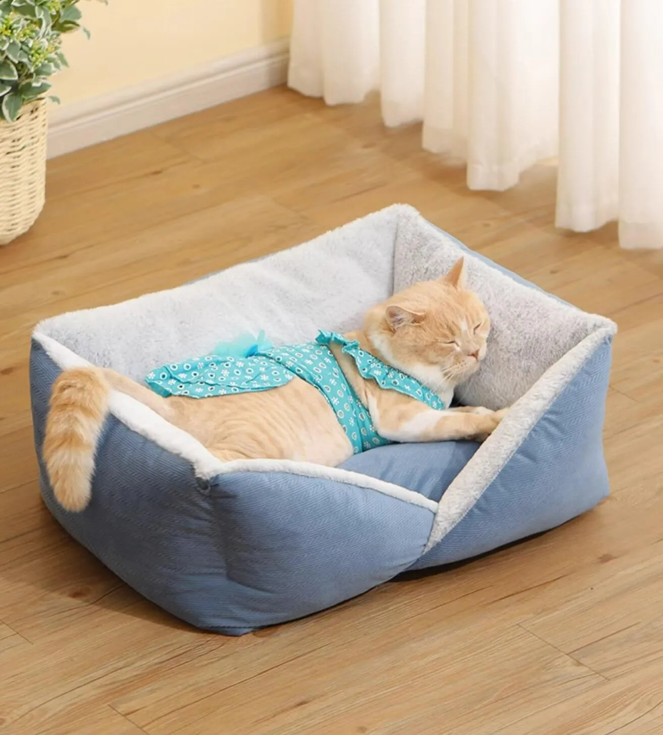 Warm Cat Nest Large Rectangle Fleece Bed  for Cat Small Dog