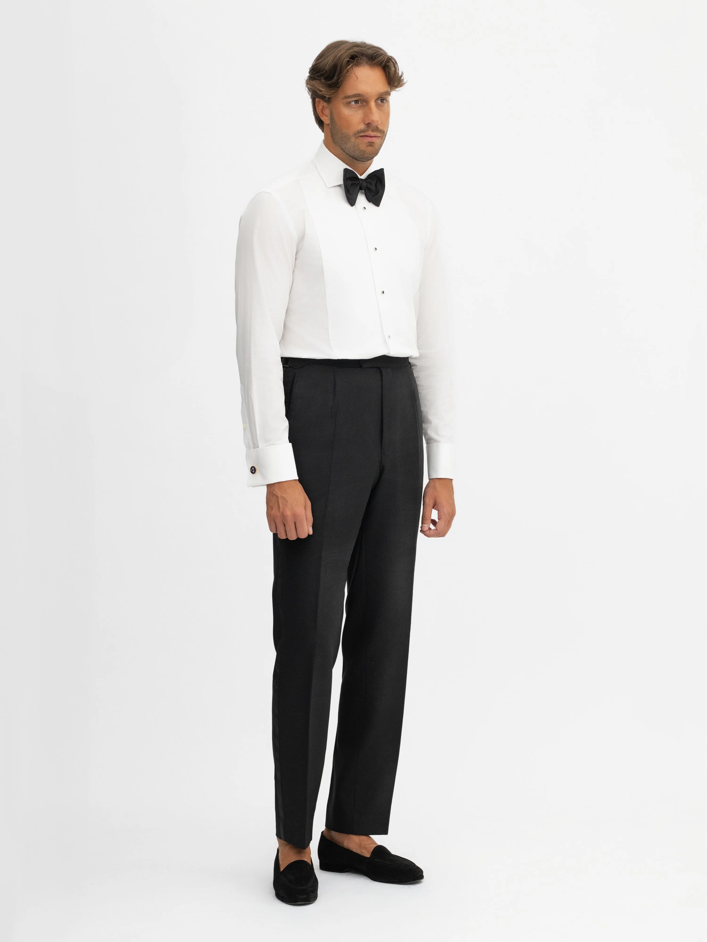 White Piqué Tuxedo Shirt