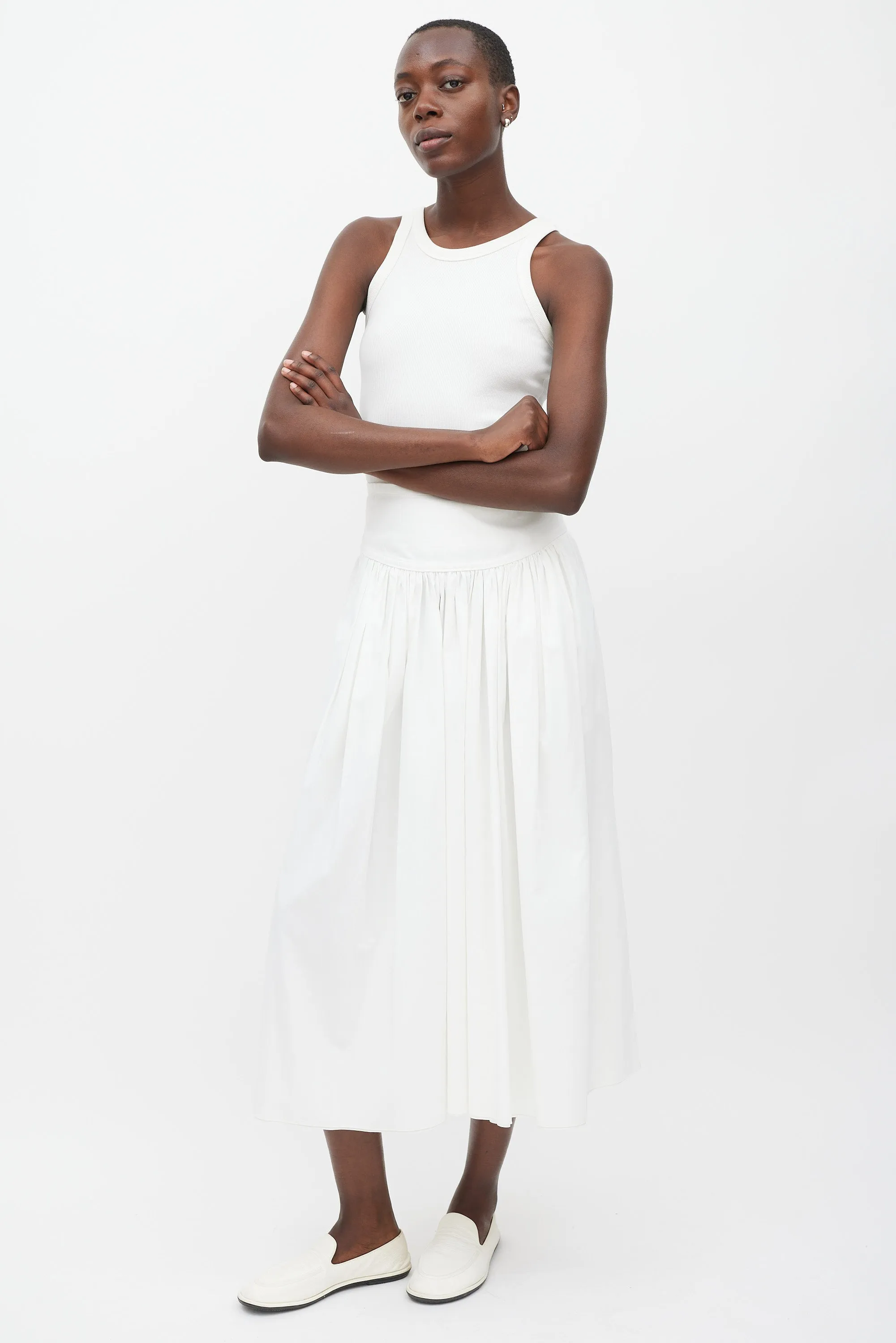 White Pleated Maxi Skirt