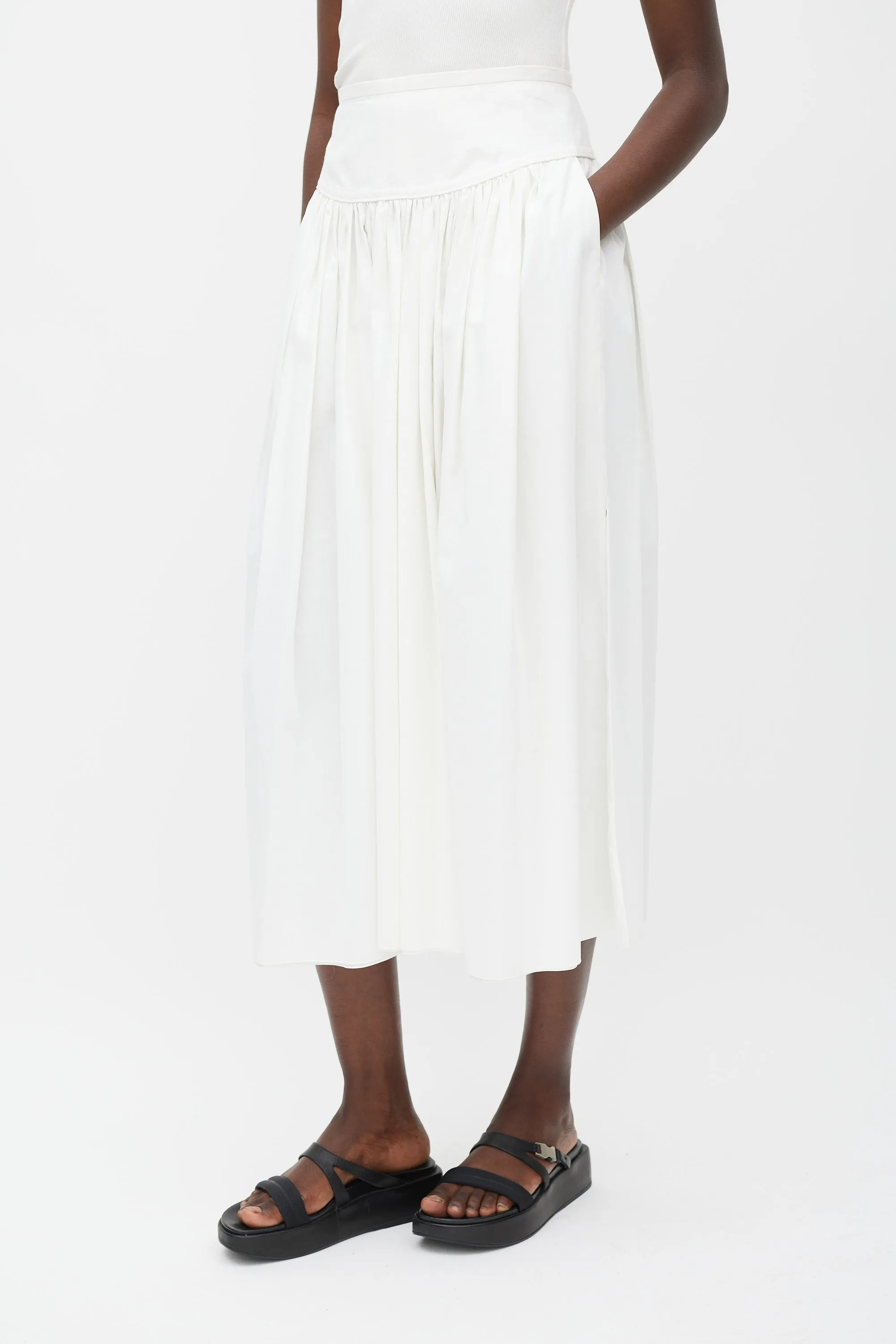 White Pleated Maxi Skirt