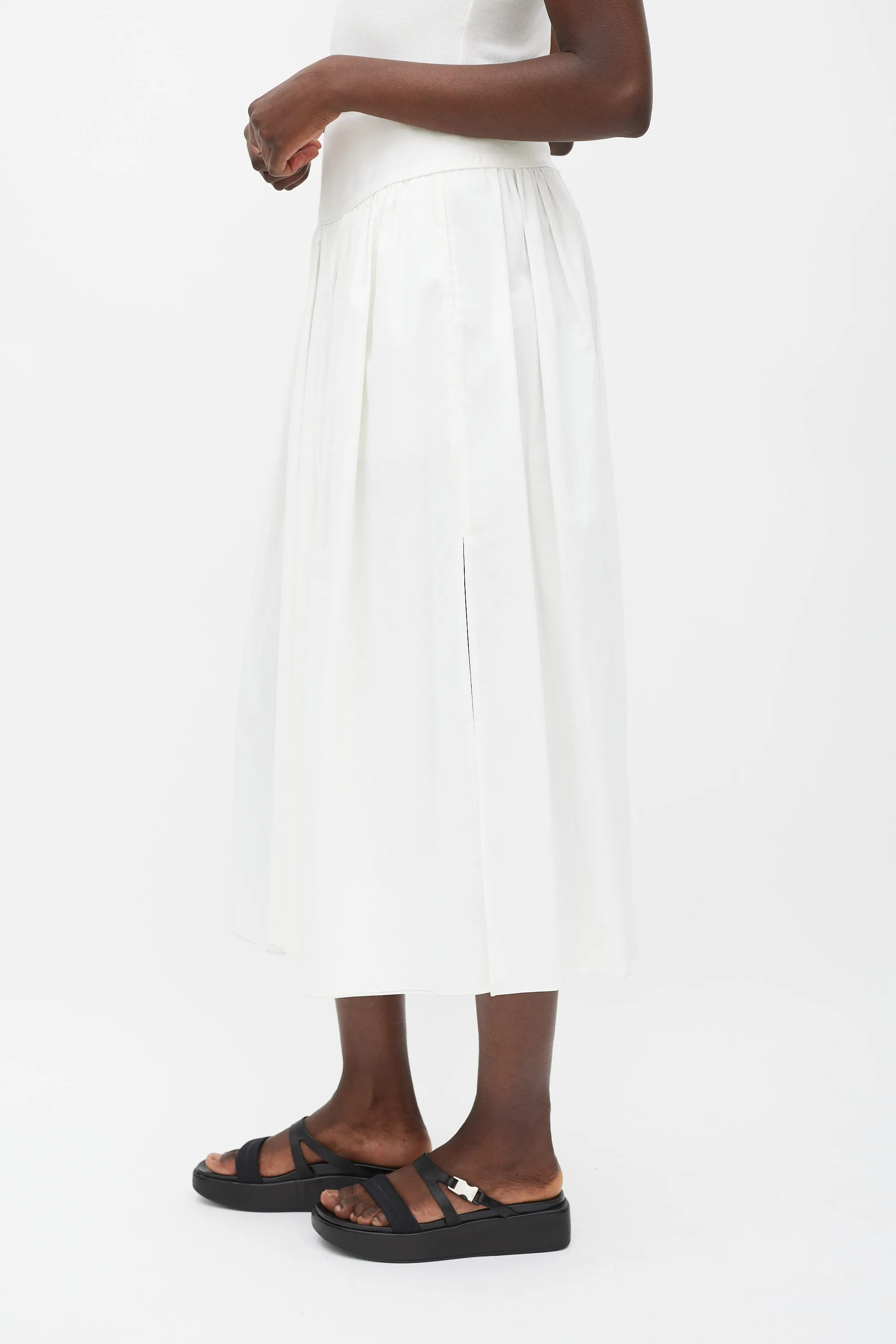 White Pleated Maxi Skirt