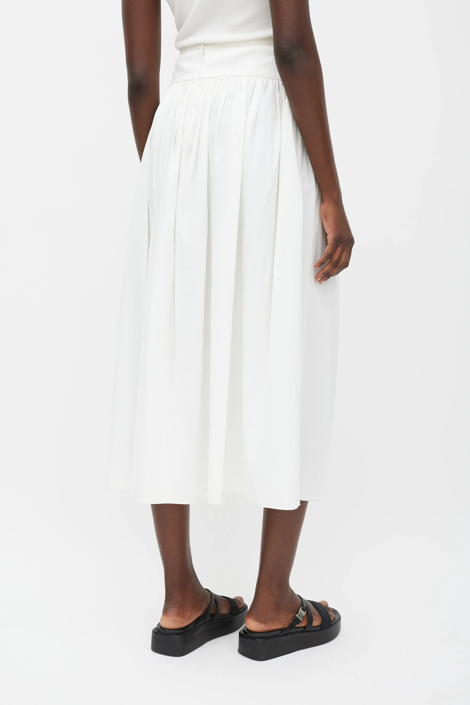 White Pleated Maxi Skirt