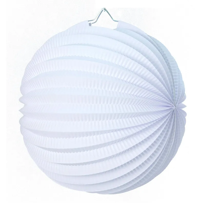 White Pleated Paper Lantern - 30cm