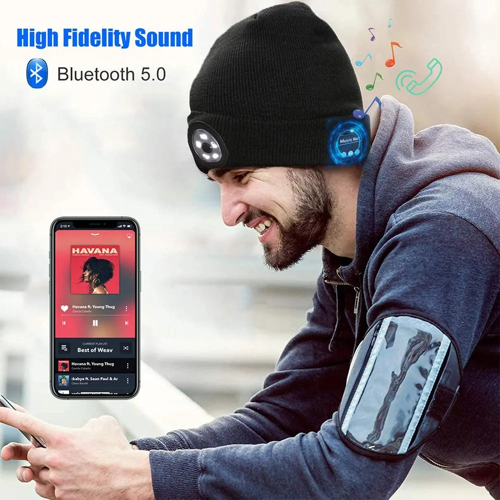 Wireless Bluetooth LED Hat with Music Speakers