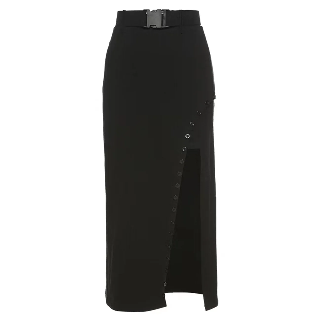 WLS Buttons Buckle Belt Skirt