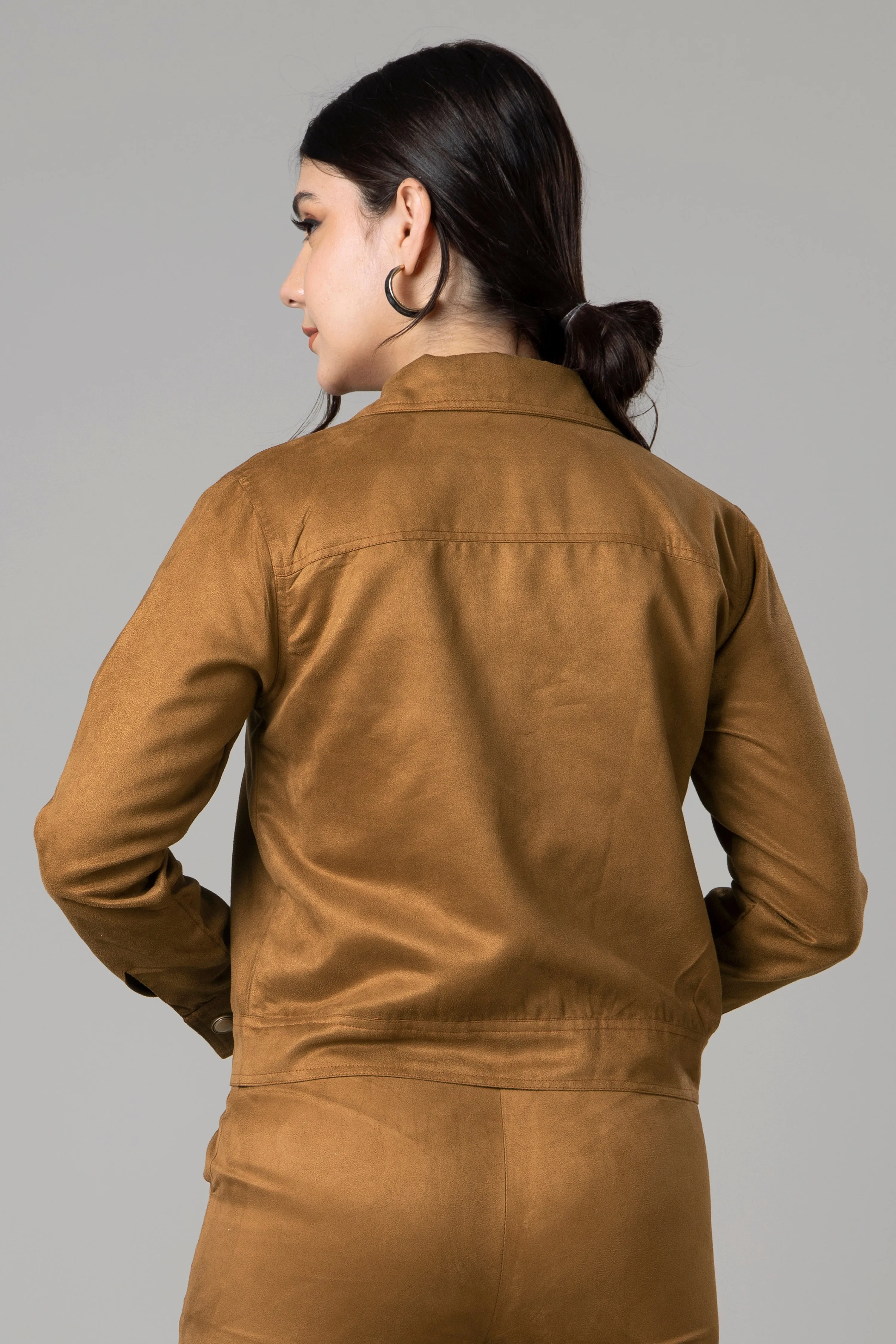 Womens Luxe Bronze Suede Jacket