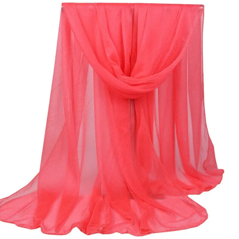 Women's Plain Wrap Shawl Stole Scarf Scarves Summer Holiday Sheer Long Sarong