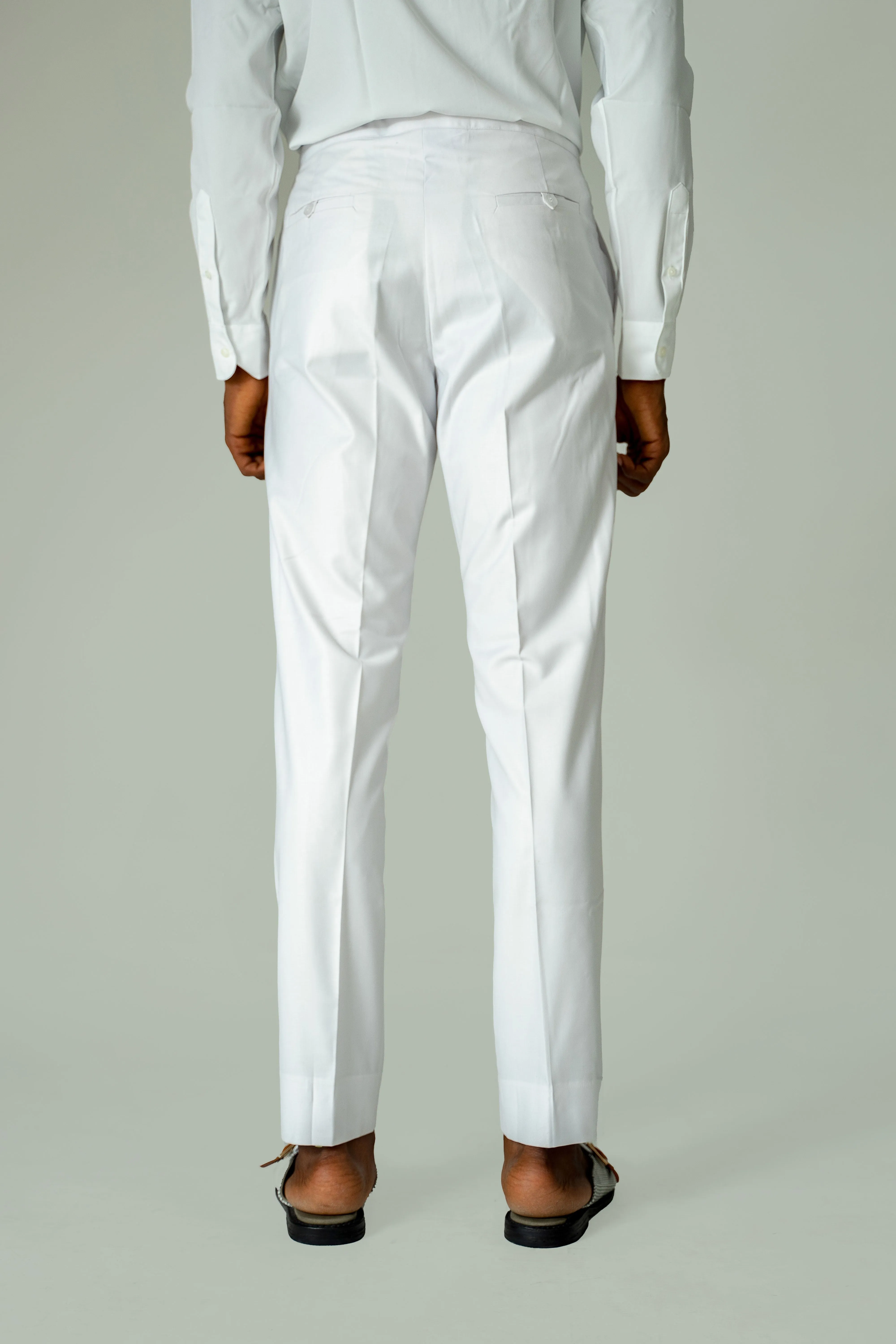 Wool Drawstring Pants in White