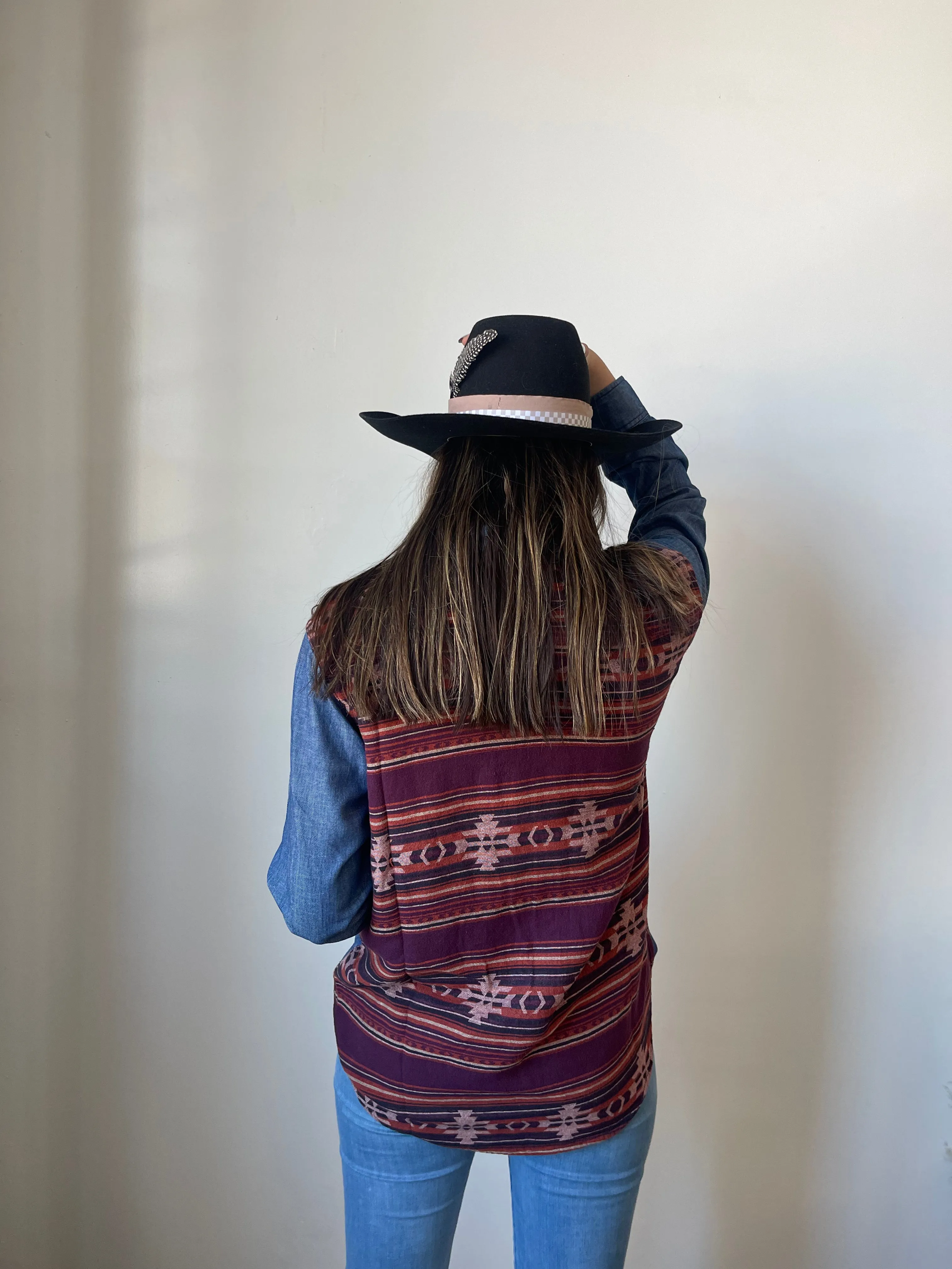 Wrangler Aztec Denim Boyfriend Snap Shirt