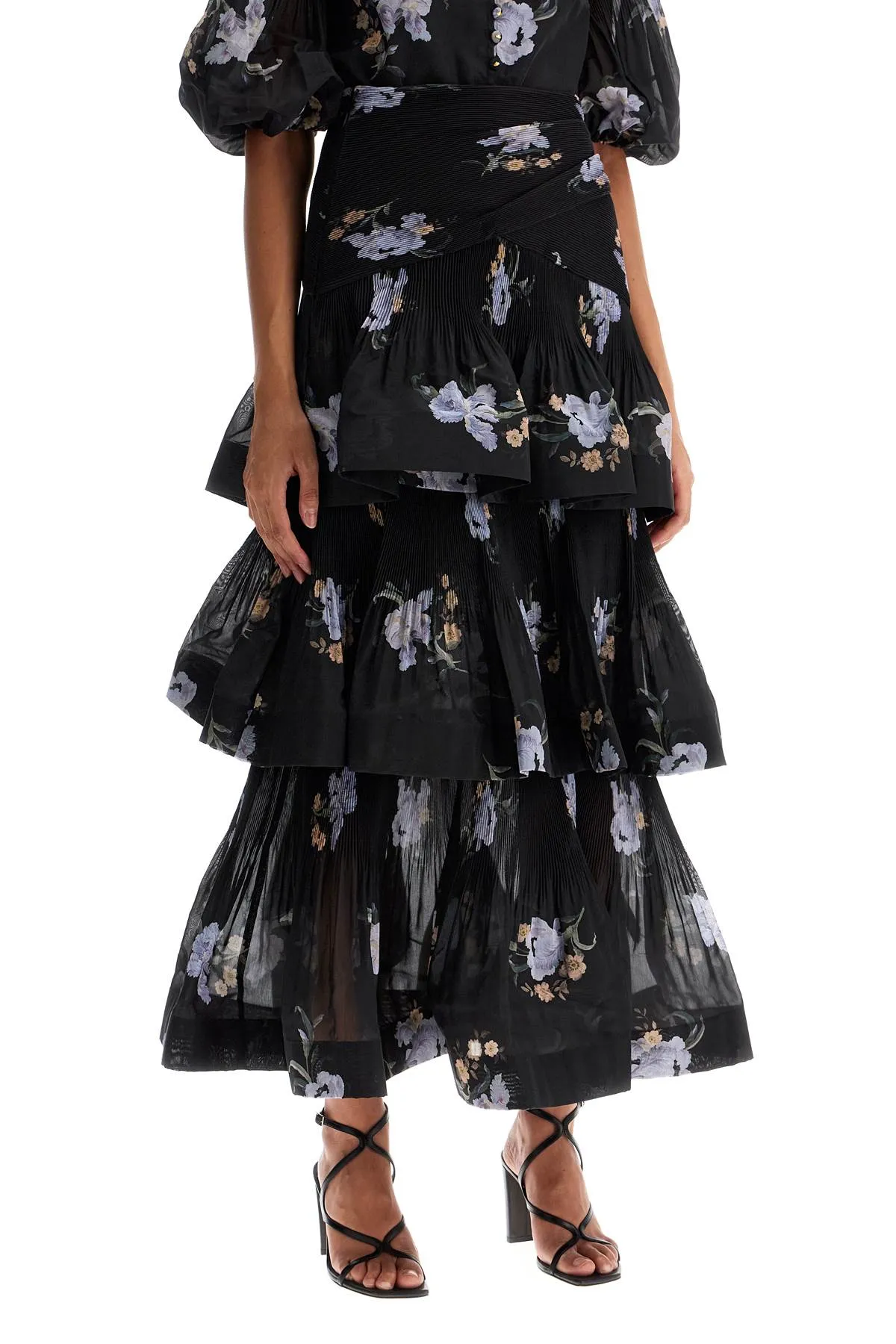 Zimmermann Zimmermann pleated ruffle skirt with floral print